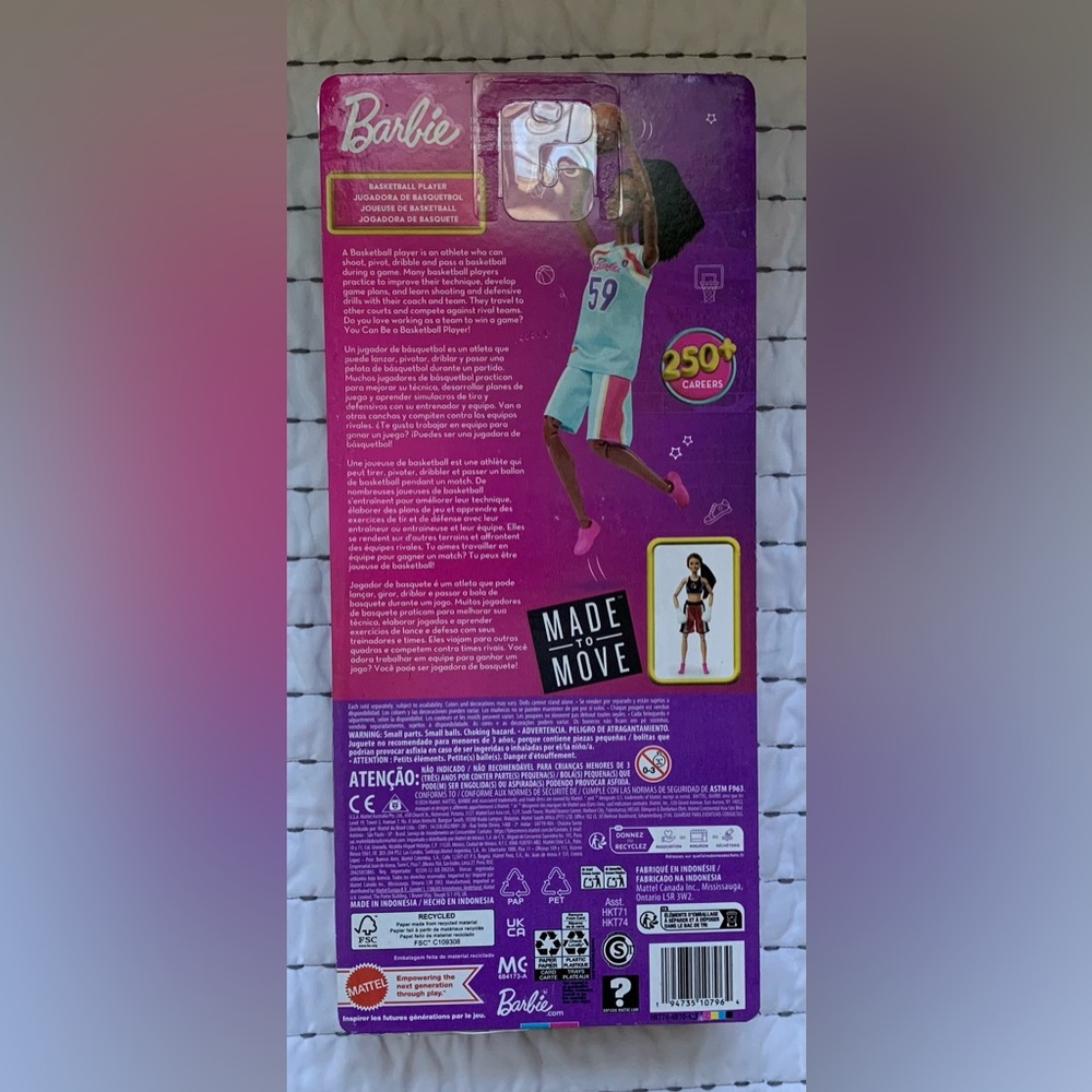 Made to Move Barbie Brunette Basketball Player Wearing Removable Uniform BBall - Picture 4 of 5